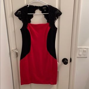 🌹🖤Black & Red Lace Short Sleeve Dress🖤🌹